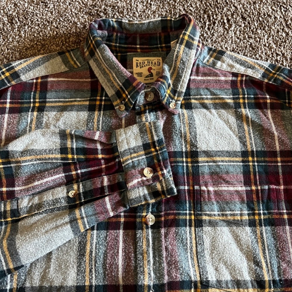 Red Head Men's Plaid Flannel Shirt Long Sleeve Button Up‎ Casual XLT 0285
